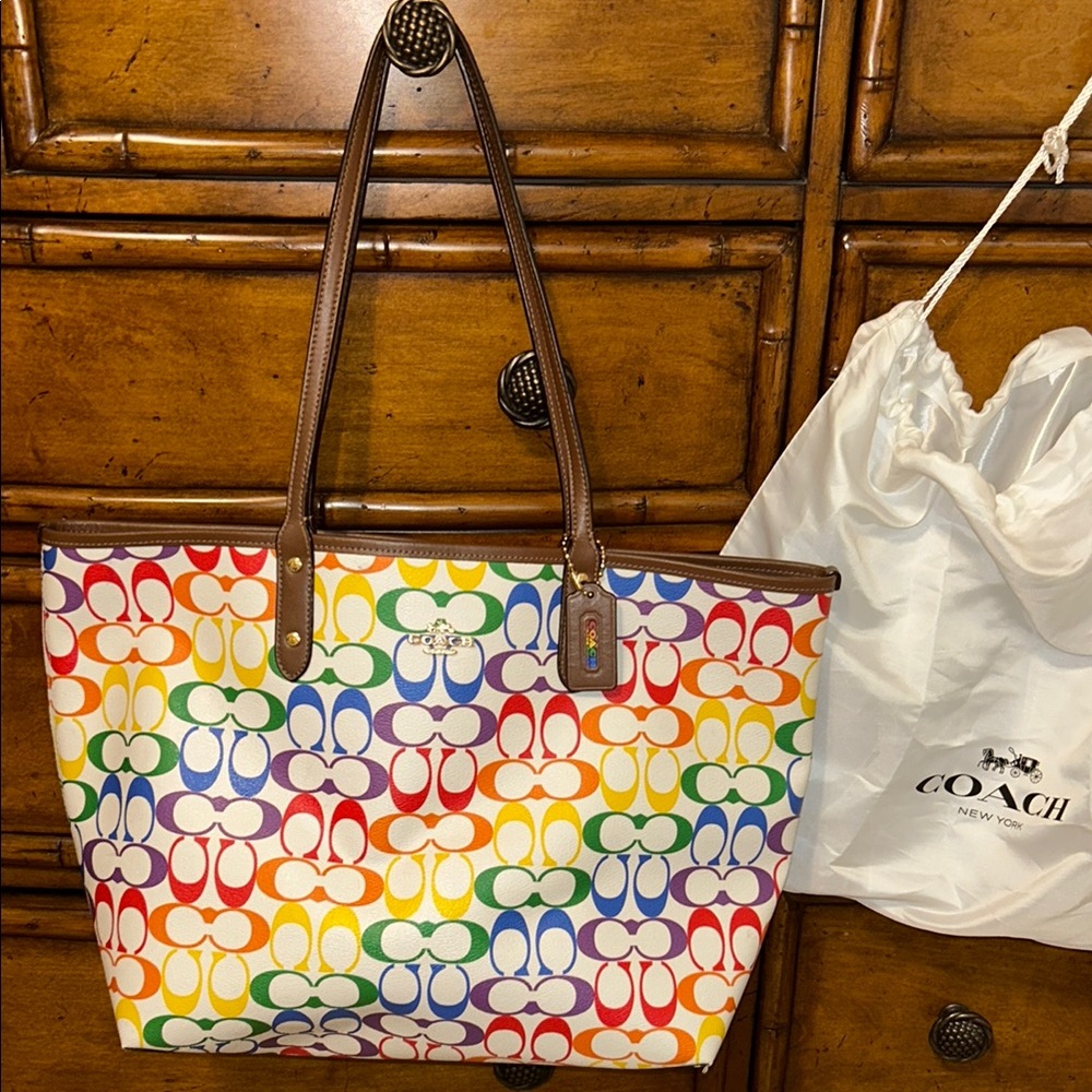 Large Coach Pride colorful Tote Bag 💛